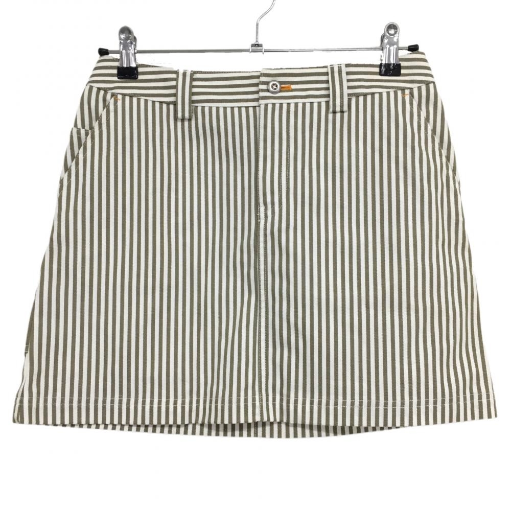 【美品】アディダス スカート 白×ブラウン ストライプ バックロゴ レディース M/M ゴルフウェア adidas