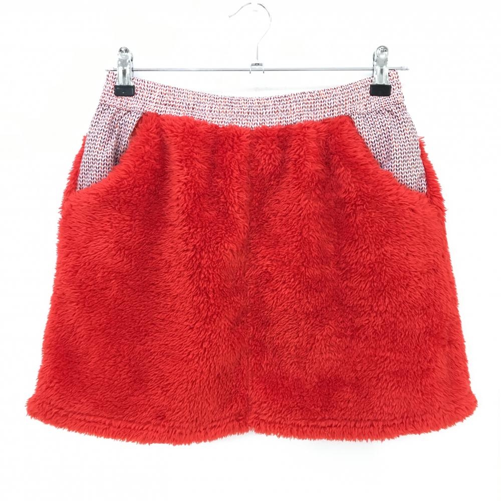 【美品】アディダス スカート レッド×白 ボア 異素材切替 裏起毛  レディース M/M ゴルフウェア adidas