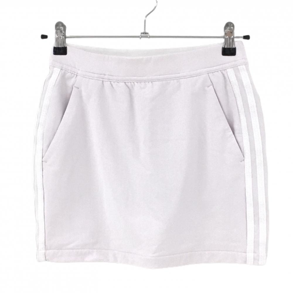 【美品】アディダス ストレッチスカート ライトピンク×白 ウエストゴム サイド3ライン レディース S ゴルフウェア 2022年モデル adidas