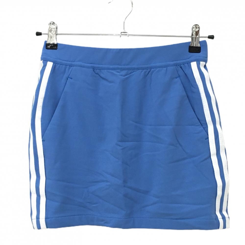 【超美品】アディダス スカート ライトブルー×白 サイド3ライン 内側インナーパンツ レディース S ゴルフウェア 2022年モデル adidas