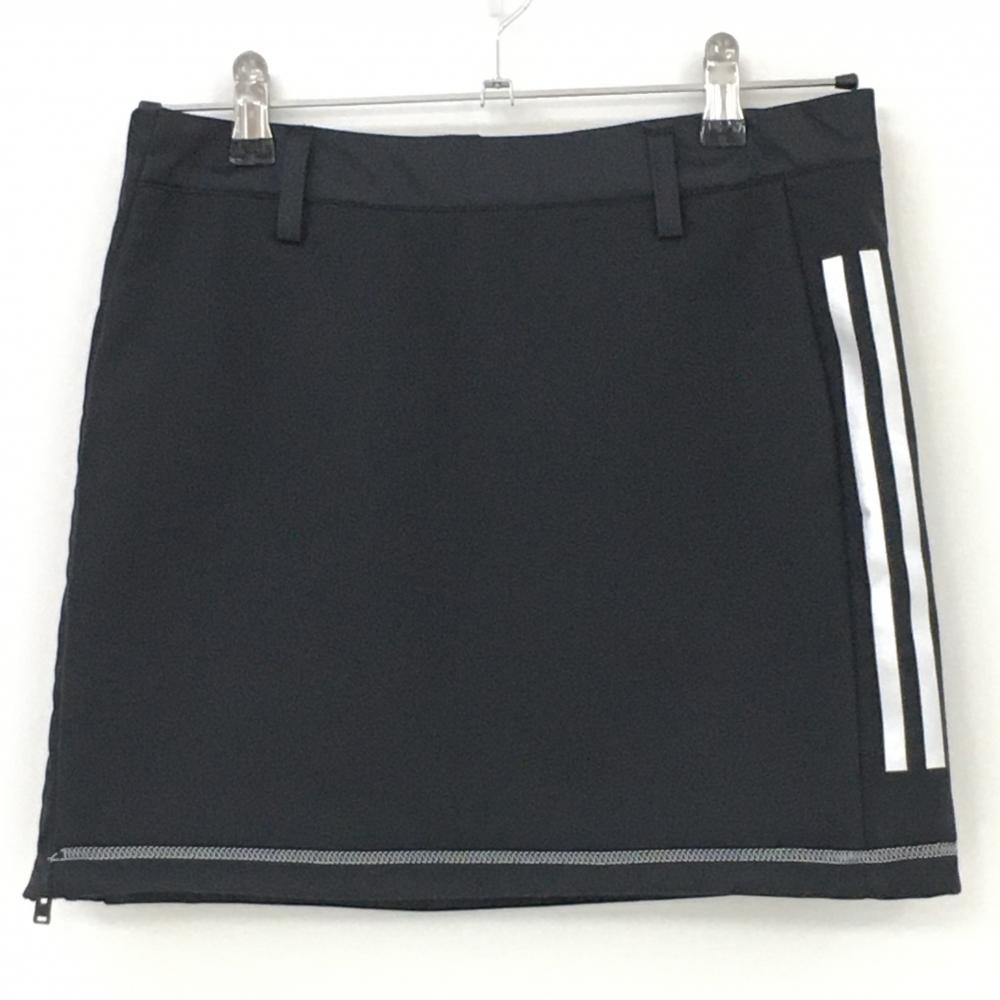 アディダス リバーシブルスカート 黒×シルバー サイド3ライン  レディース M ゴルフウェア adidas