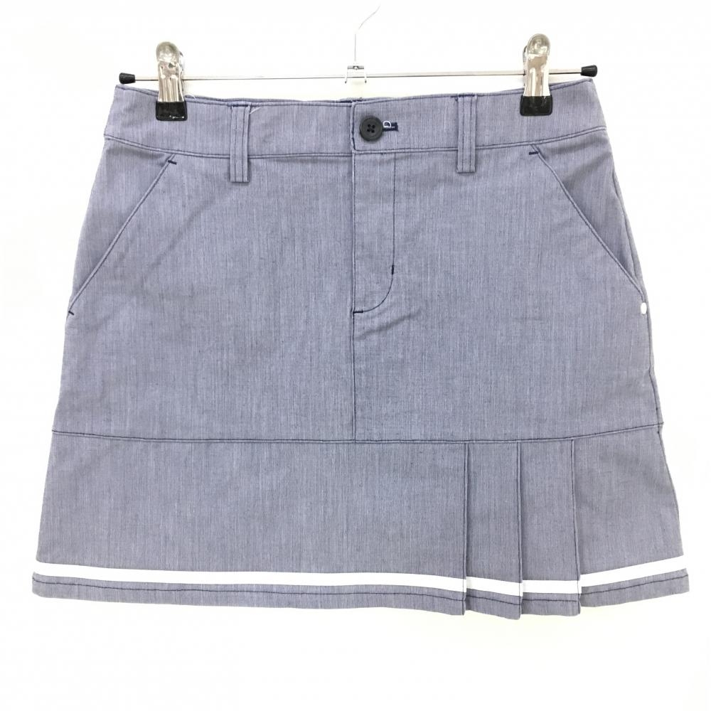 【美品】アディダス スカート ネイビー×白 シャンブレー生地 裾一部プリーツ レディース S/P ゴルフウェア adidas