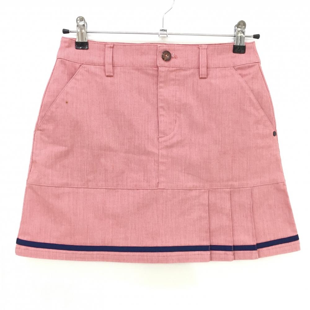 アディダス スカート レッド×ネイビー シャンブレー生地 裾一部プリーツ  レディース S/P ゴルフウェア adidas