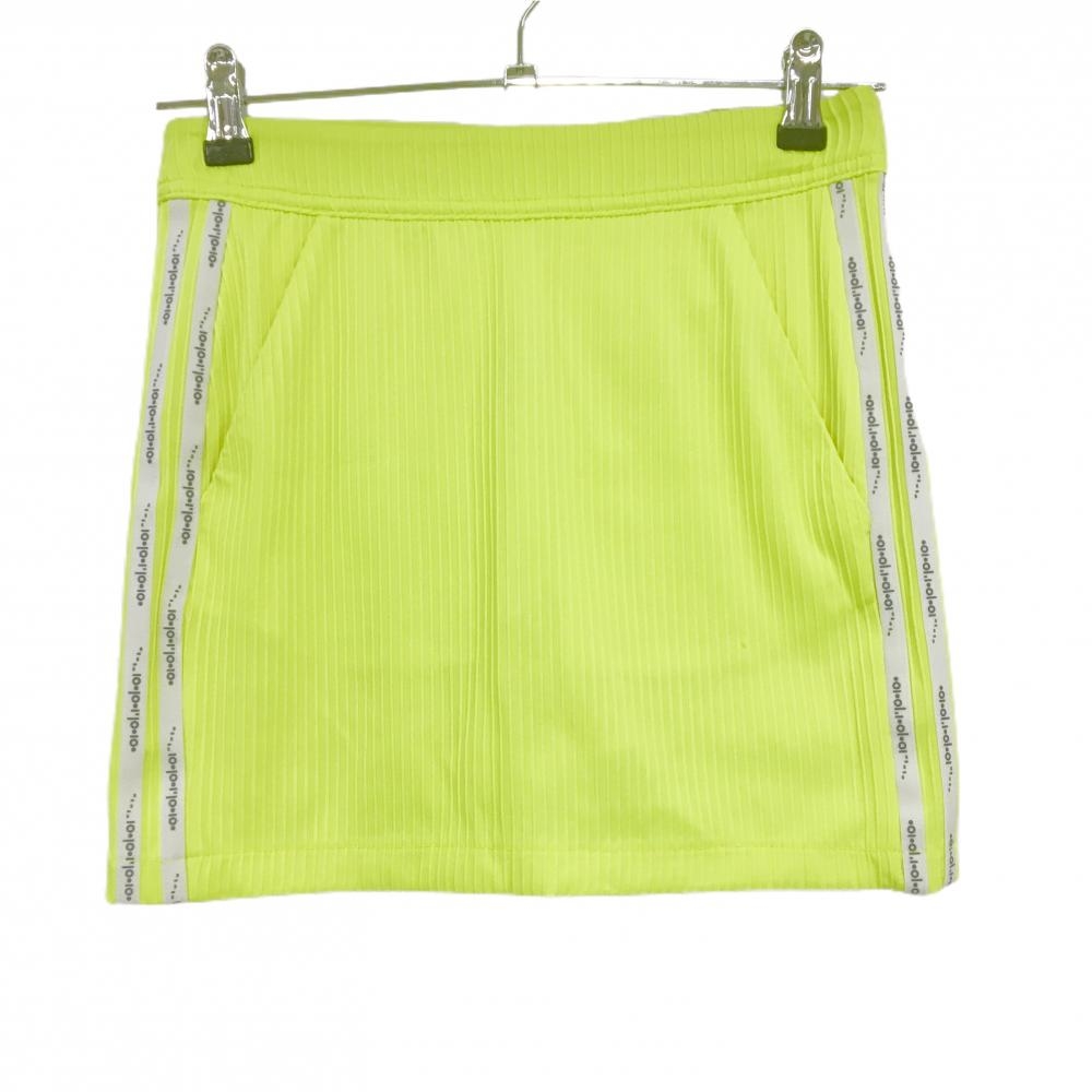 【美品】アディダス ストレッチスカート 蛍光イエロー×白 ストライプ織生地 ウエストゴム  レディース S ゴルフウェア adidas