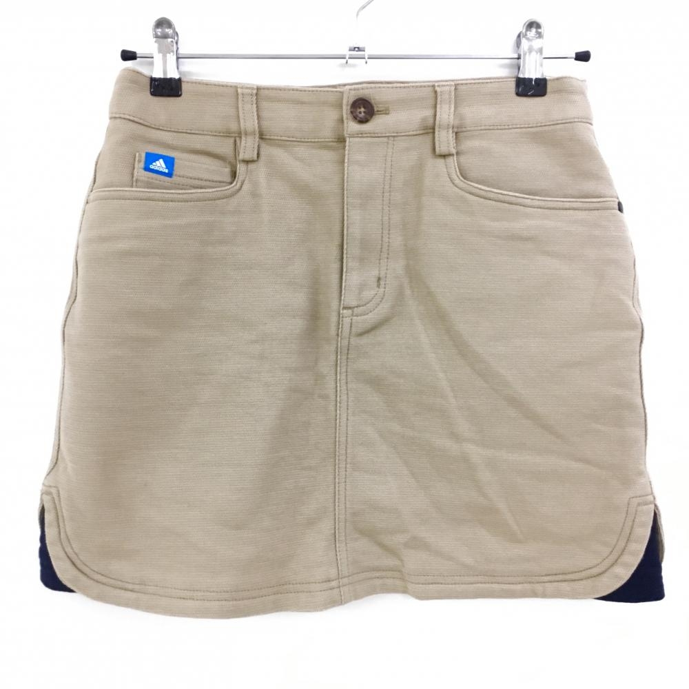 【美品】アディダス スカート ベージュ 無地 ストレッチ レディース M ゴルフウェア adidas