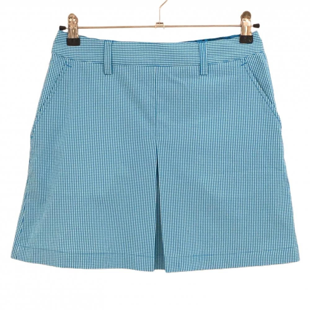 アディダス スカート ライトブルー×白 チェック サッカー生地  レディース S/P ゴルフウェア adidas