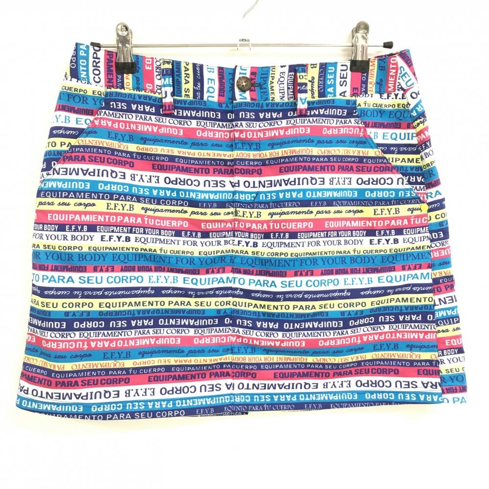 【美品】アディダス スカート マルチカラー  英字総柄 ボーダー調 ストレッチ レディース L/G ゴルフウェア adidas