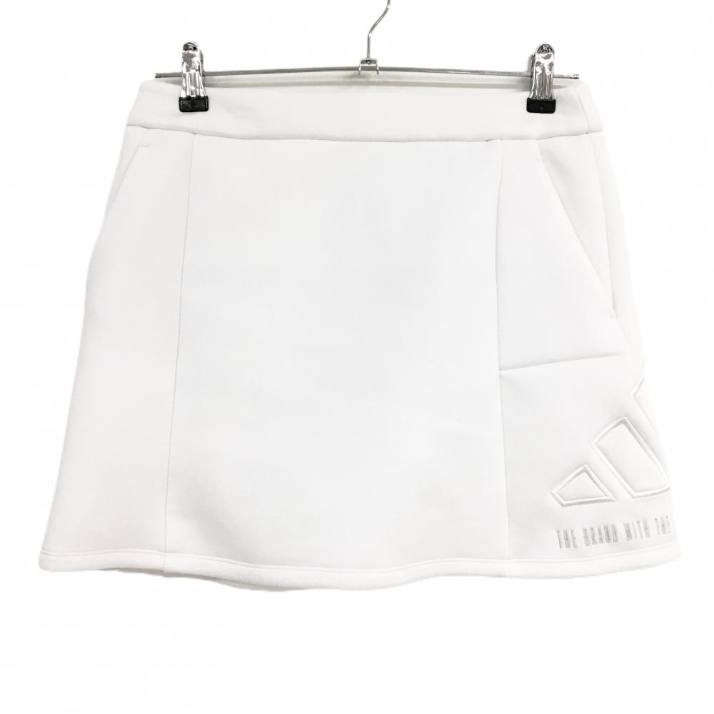 【新品】アディダス スカート 白 ビッグロゴ ダンボールニット 内側インナーパンツ  レディース L ゴルフウェア 2024年モデル adidas