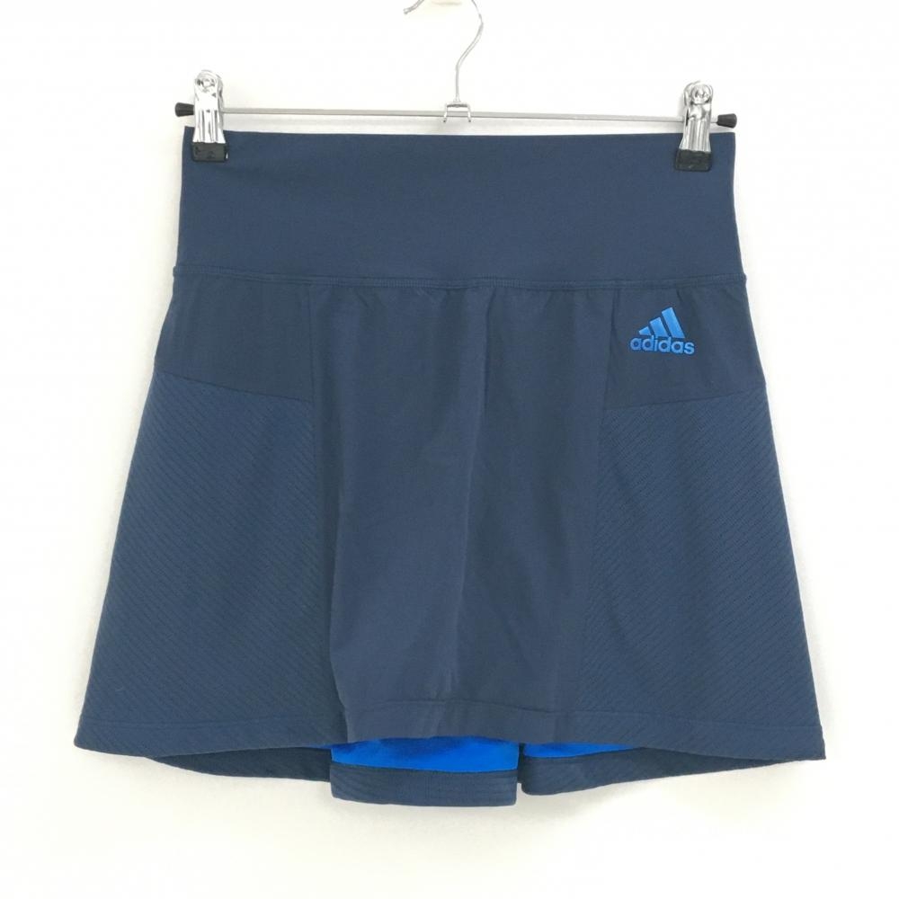 【超美品】アディダス ストレッチスカート ネイビー メッシュ生地 内側インナーパンツ レディース S ゴルフウェア adidas