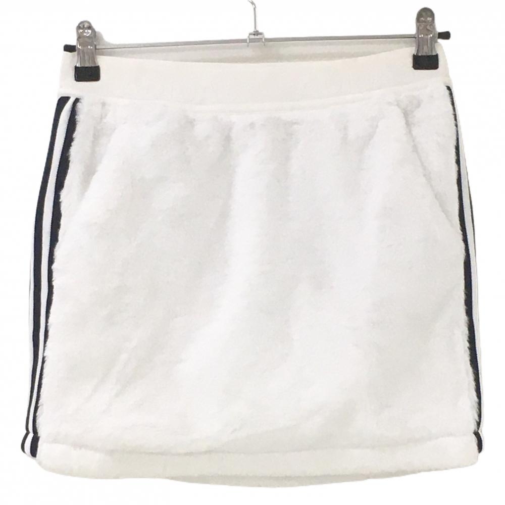【超美品】アディダス ボアスカート 白×黒 サイド3ライン 裏地付 レディース J/M ゴルフウェア adidas