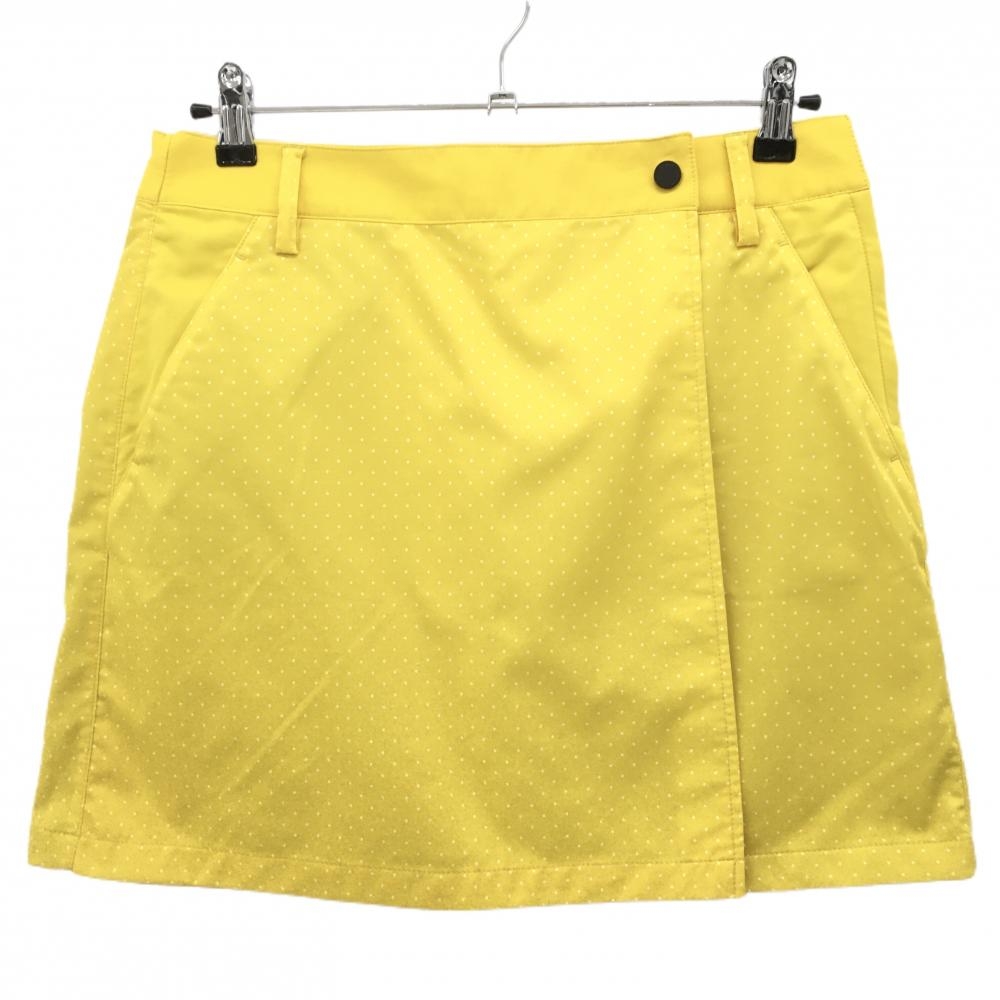 【美品】アディダス スカート イエロー×白 ピンドット 蓄熱裏地 レディース L/G ゴルフウェア adidas