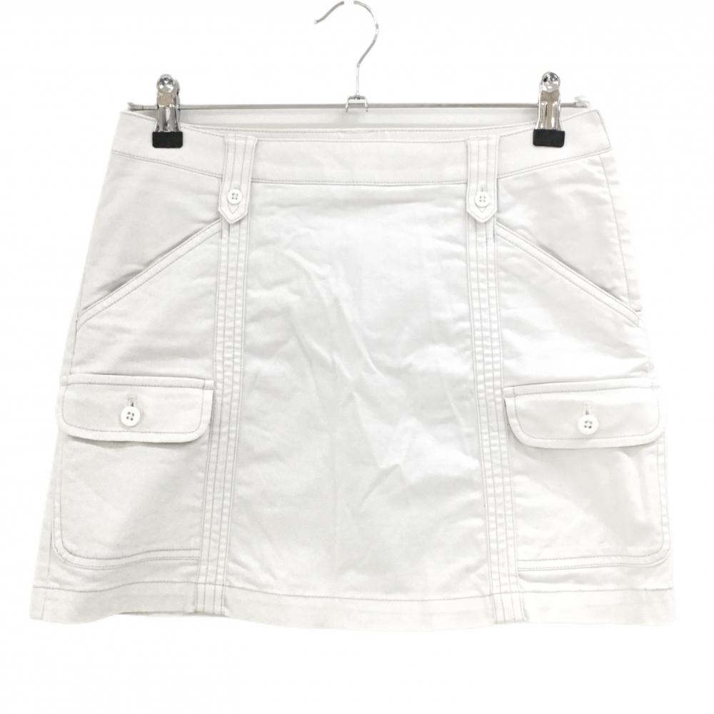 アディダス スカート 白 ステッチ  レディース M ゴルフウェア adidas