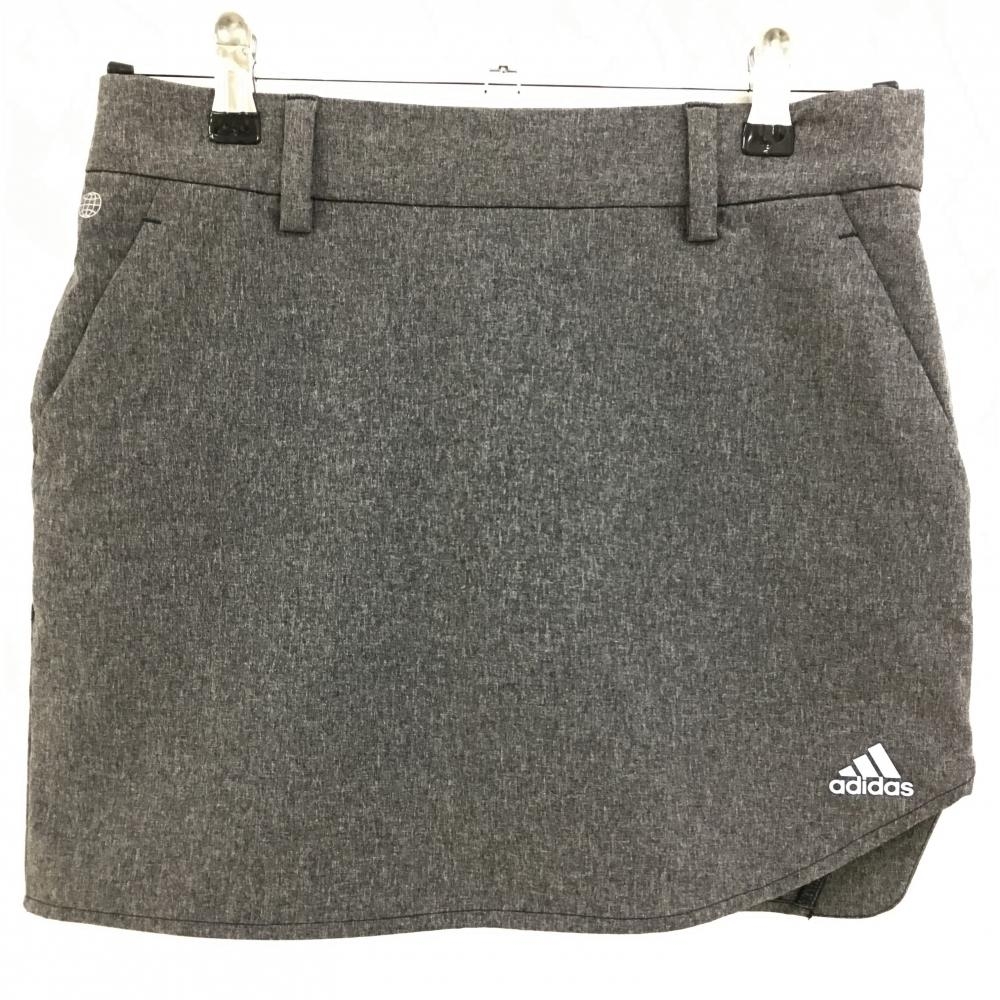 【超美品】アディダス スカート 杢グレー ポケット口3ライン 内側インナーパンツ  レディース M ゴルフウェア adidas