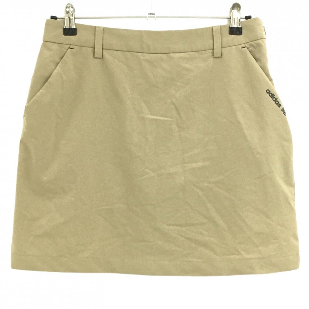 【超美品】アディダス スカート ダークベージュ 内側インナーパンツ ヒップポケット3ライン レディース M ゴルフウェア adidas