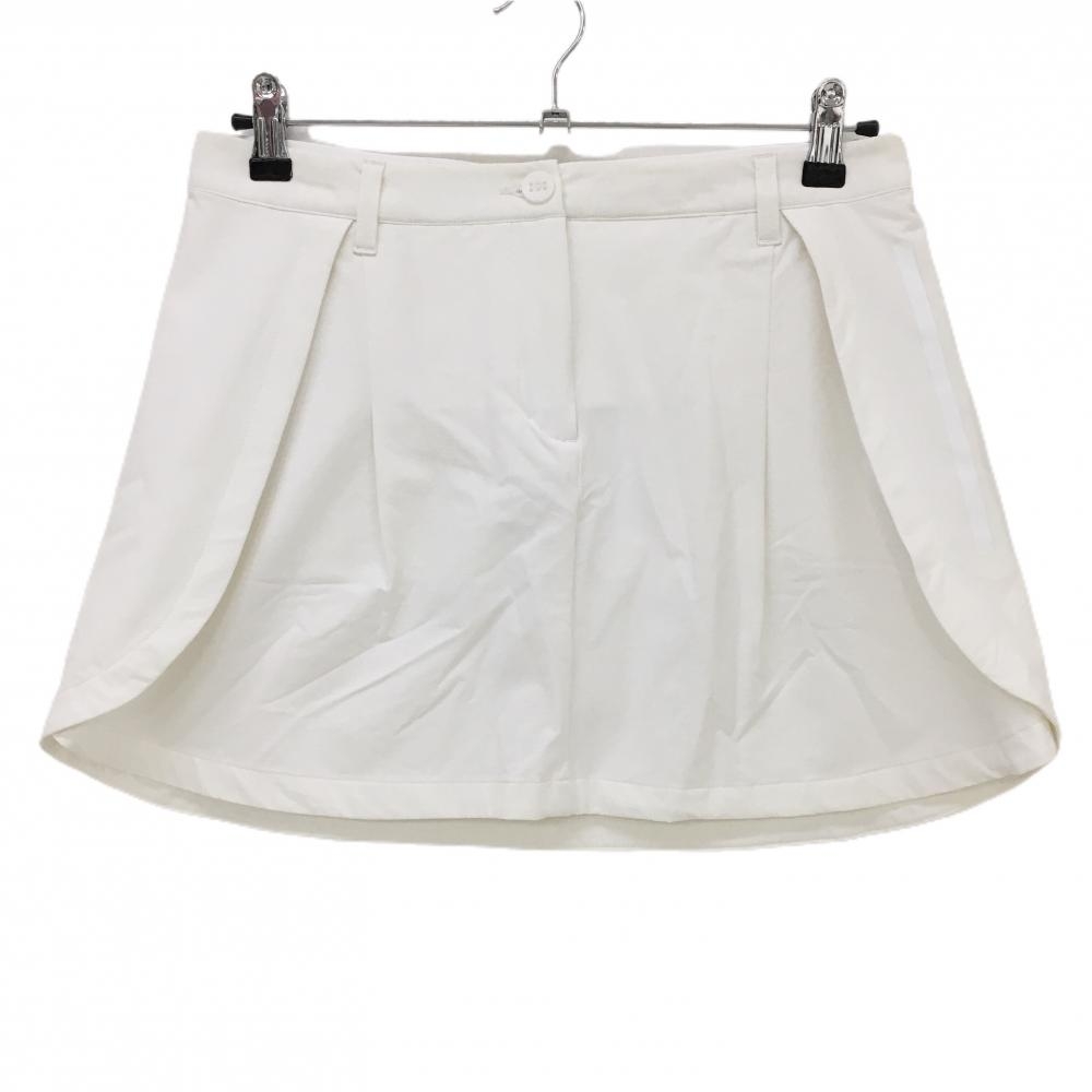 【超美品】アディダス ストレッチスカート 白 後ろウエストゴム 無地 レディース L ゴルフウェア adidas