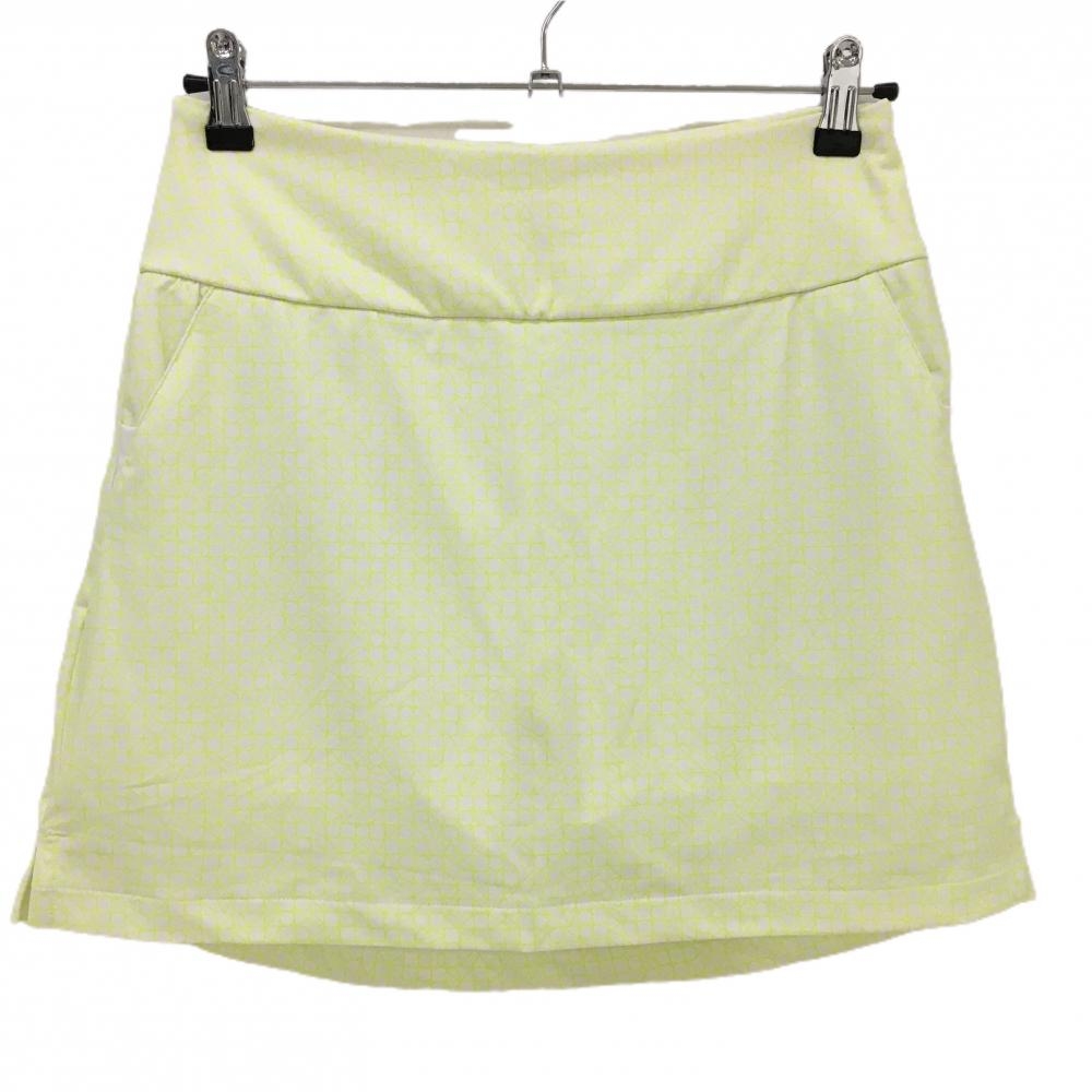 【超美品】アディダス スカート 白×ライトグリーン 総柄 内側インナーパンツ  レディース M ゴルフウェア adidas