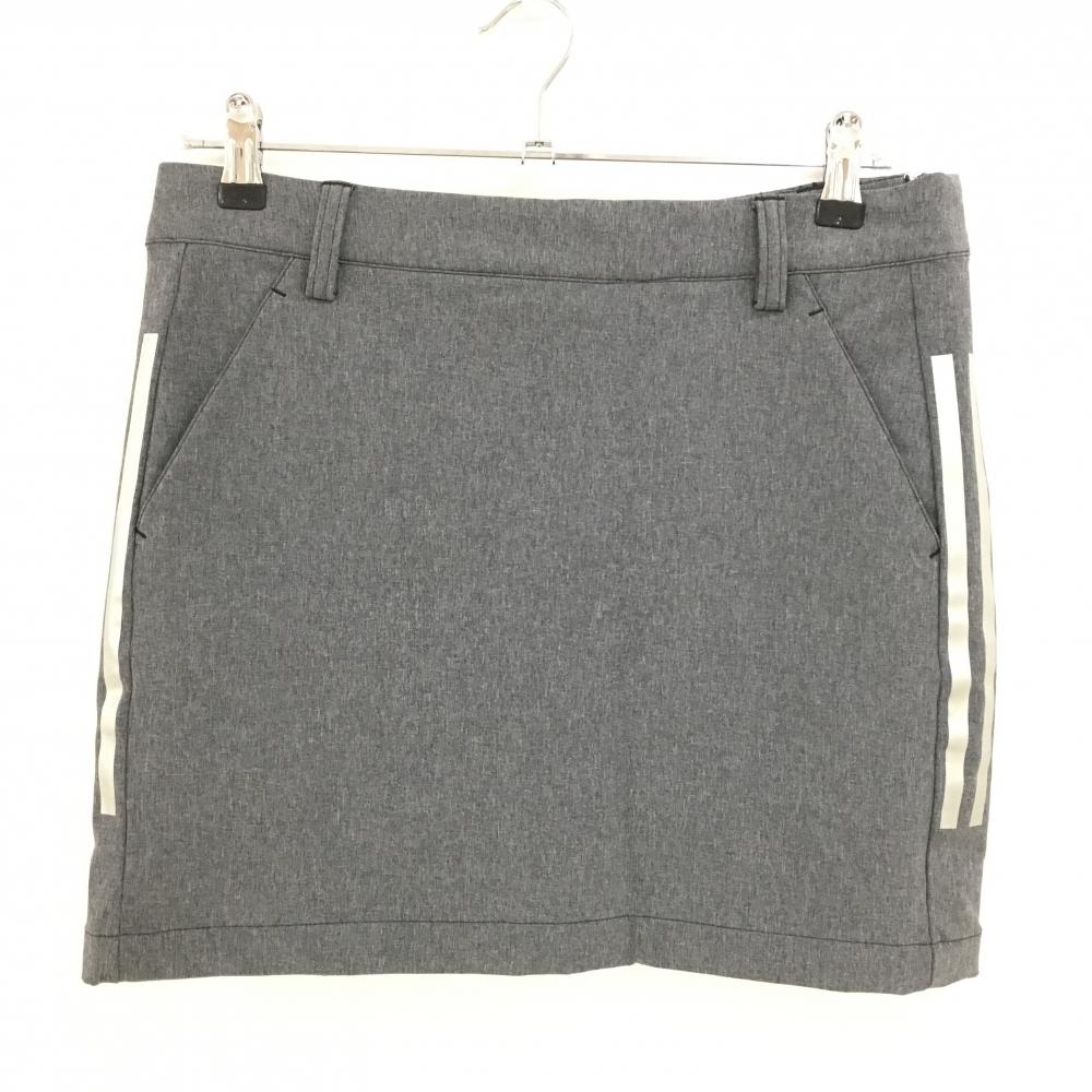 【超美品】アディダス スカート 杢グレー サイド3ライン 内側インナーパンツ レディース L ゴルフウェア adidas