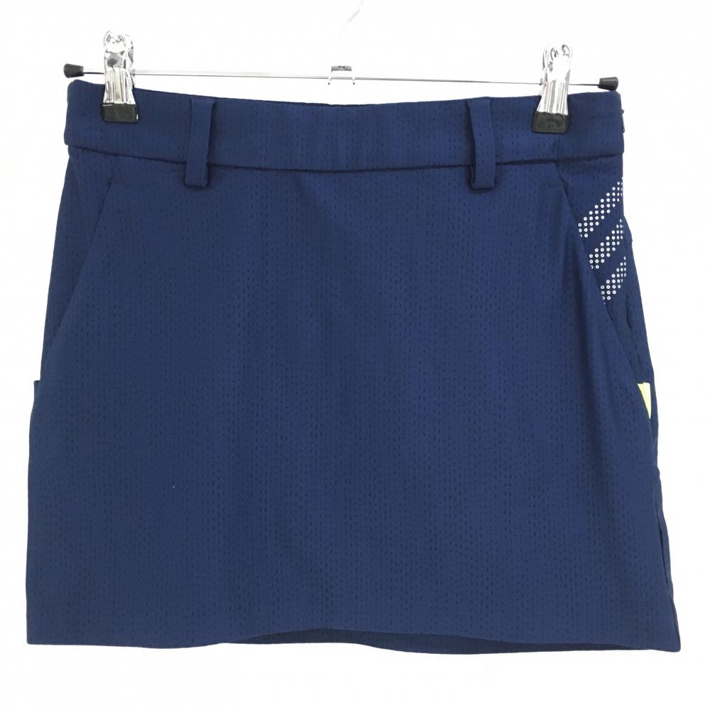 【超美品】アディダス スカート ネイビー 地模様 ポケット3ライン ストレッチ  レディース S ゴルフウェア adidas