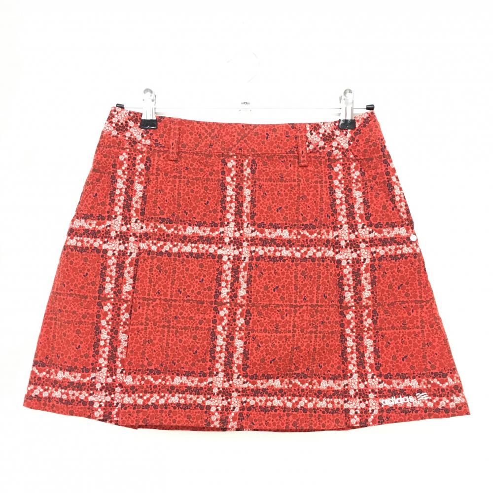 【超美品】アディダス スカート レッド×白 バラ総柄 レディース S/P ゴルフウェア adidas