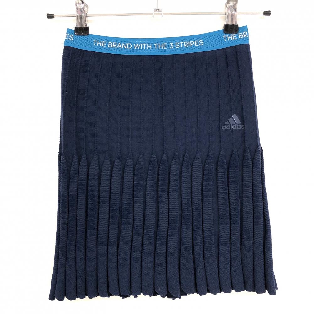【美品】アディダス ニットスカート ネイビー×ブルー ウエストゴム  レディース XS ゴルフウェア adidas