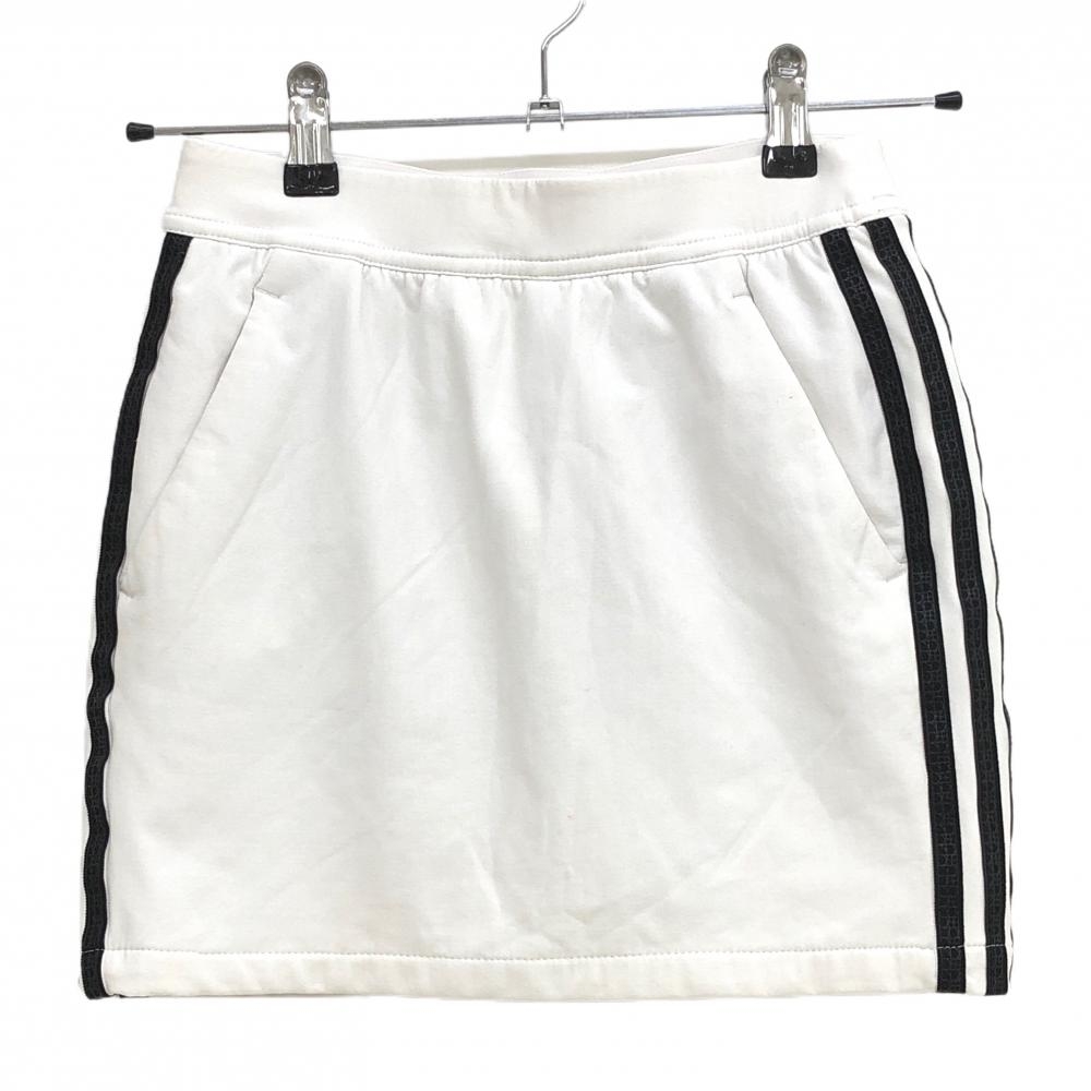 アディダス スカート 白×黒 サイド3ライン 内側インナーパンツ  レディース XS ゴルフウェア adidas