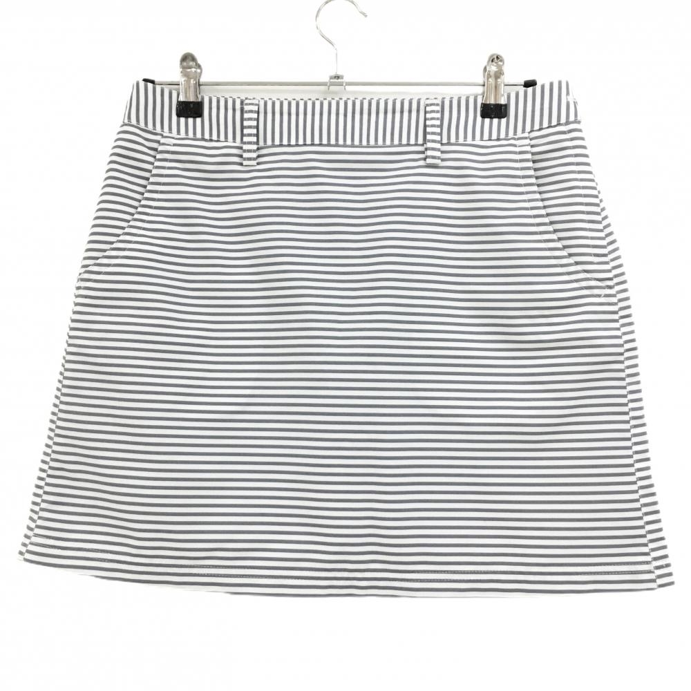 【美品】アディダス スカート 白×グレー ボーダー ベルト部ストライプ  レディース OT/XG ゴルフウェア adidas