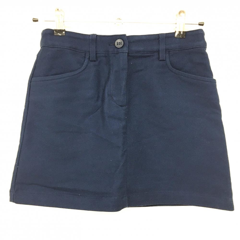 【美品】アディダス スカート ネイビー 織生地 ストレッチ 後ろポケットロゴ レディース S ゴルフウェア adidas