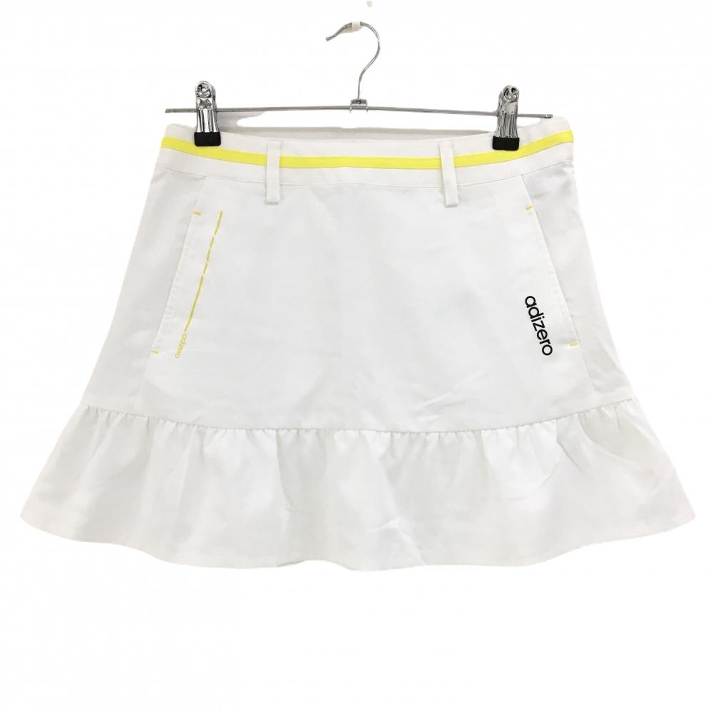 【美品】アディダス スカート 白×イエロー ウエストライン adizero レディース M/M ゴルフウェア adidas