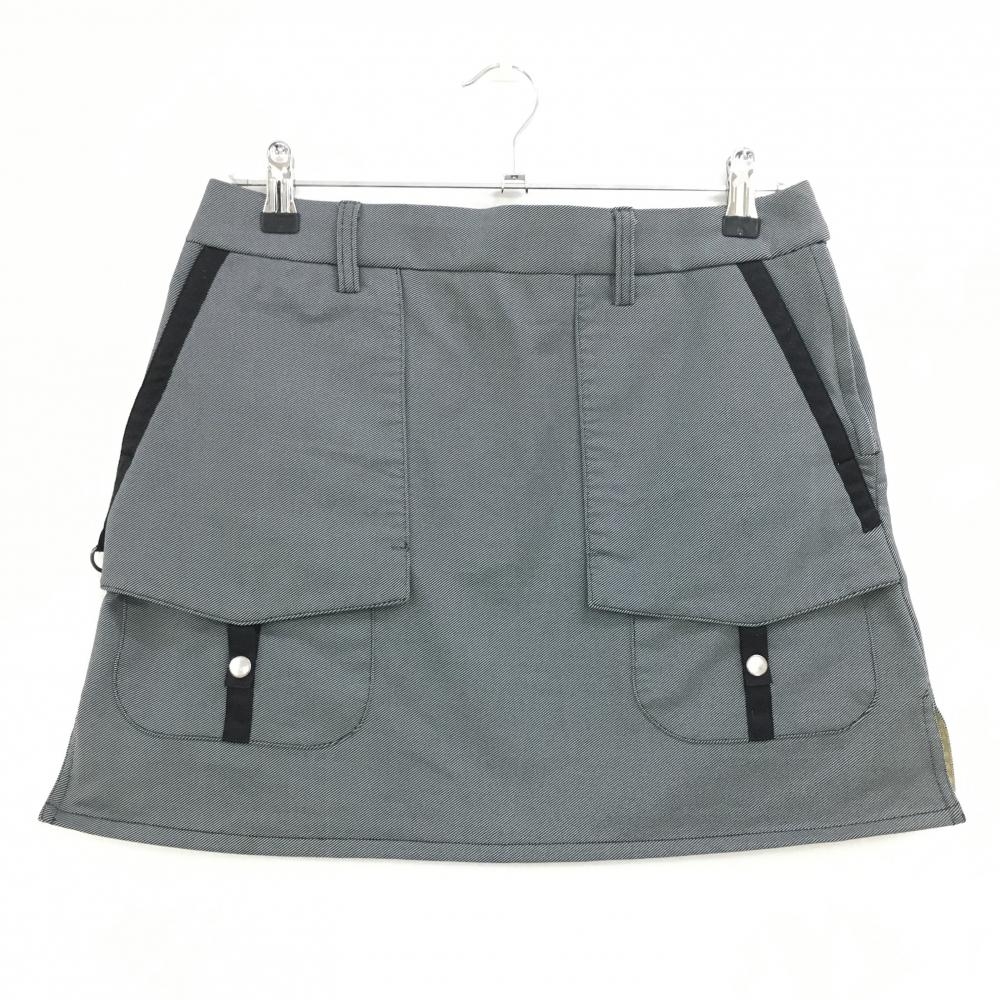 【美品】アディダス スカート グレー×黒 地模様 ストレッチ  レディース L/G ゴルフウェア adidas