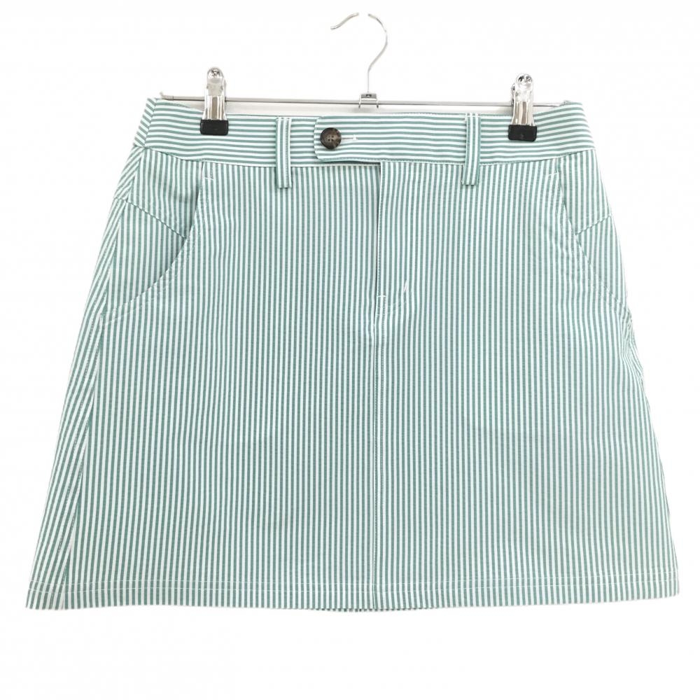 【超美品】アディダス スカート グリーン×白 ストライプ柄 バックロゴ レディース M/M ゴルフウェア adidas