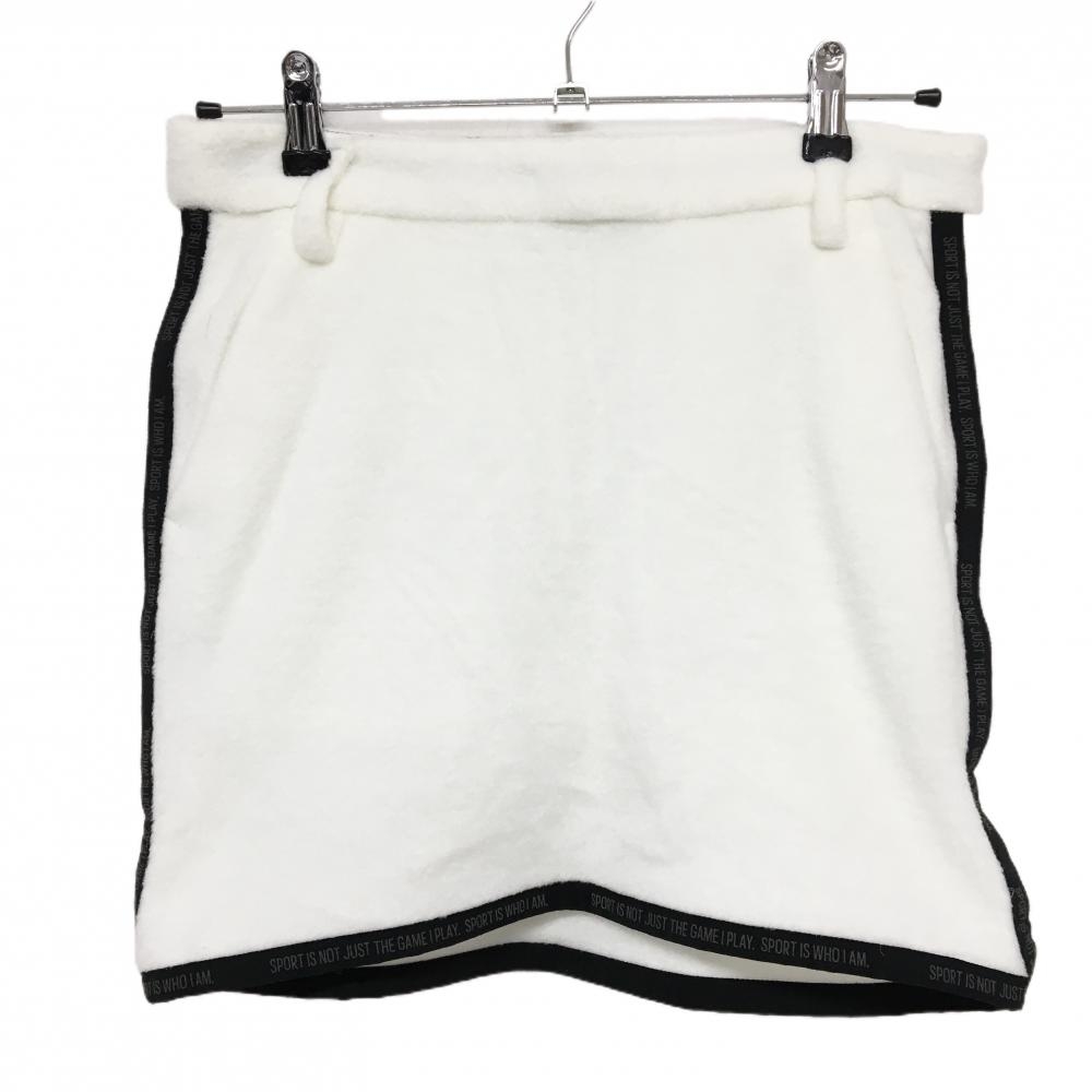 【超美品】アディダス スカート 白×黒 フリース調 サイドライン インナーパンツ付 レディース S ゴルフウェア adidas