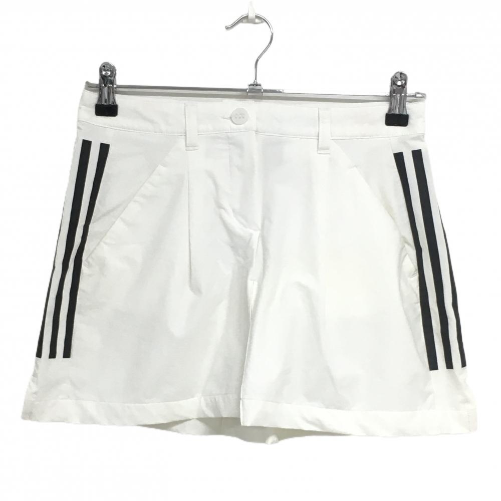 アディダス スカート 白×黒 サイド3ライン レディース S ゴルフウェア adidas