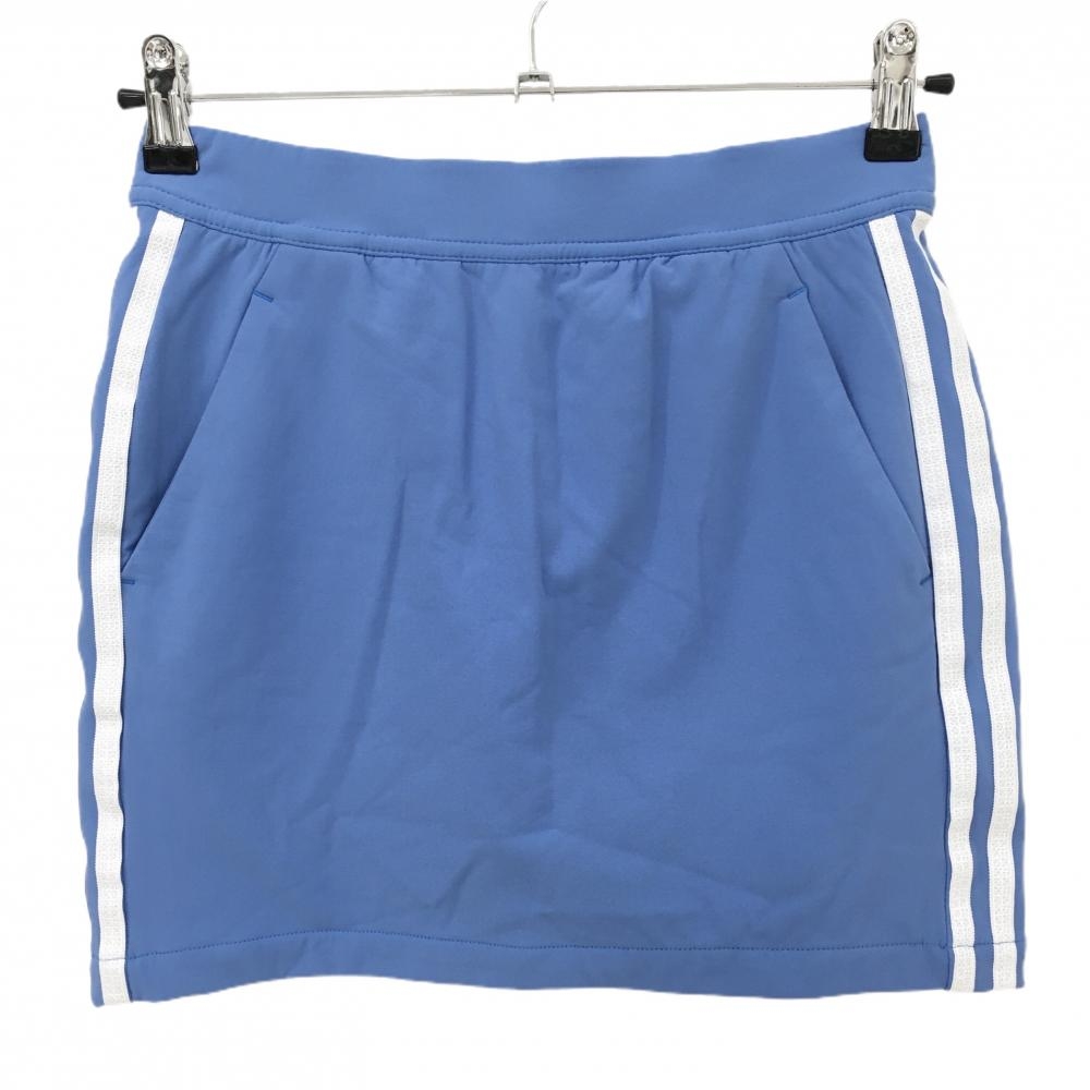【超美品】アディダス スカート ライトブルー系×白 サイドライン 内側インナーパンツ ストレッチ レディース S ゴルフウェア adidas