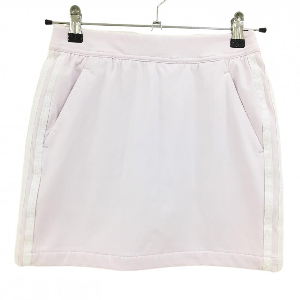 【美品】アディダス スカート ライトピンク×白 サイドライン 内側インナーパンツ ストレッチ レディース S ゴルフウェア adidas