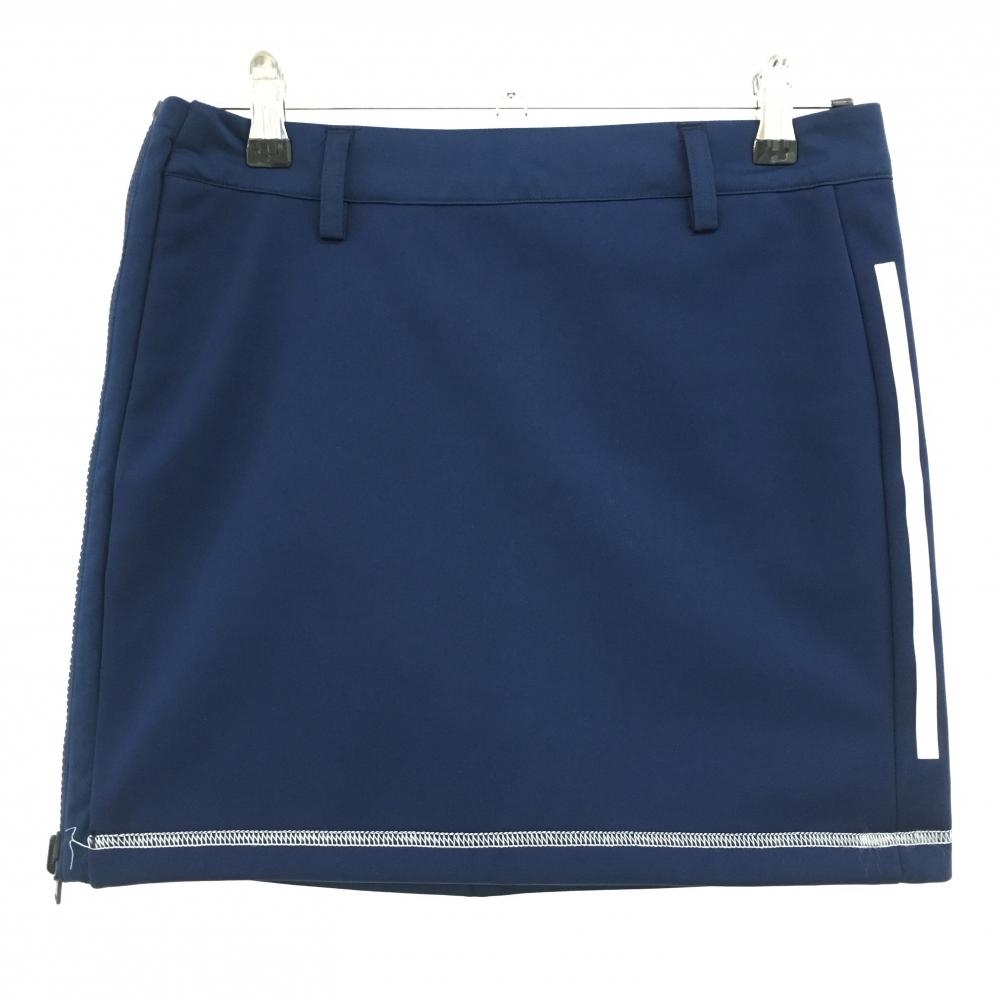 【美品】アディダス リバーシブルスカート ネイビー×シルバー サイド3ライン レディース M ゴルフウェア adidas