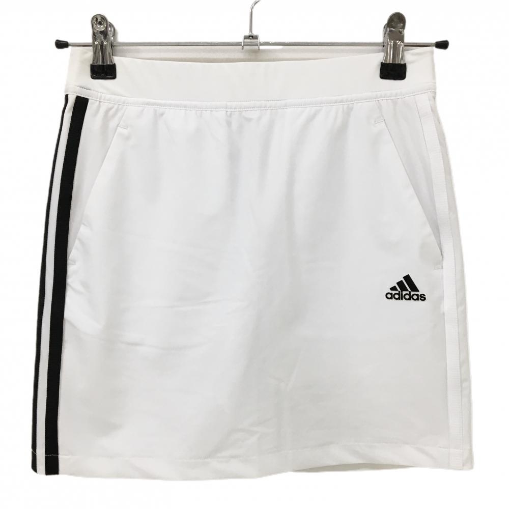 【新品】アディダス スカート 白×黒 サイド3ライン 内側インナーパンツ  レディース S ゴルフウェア adidas