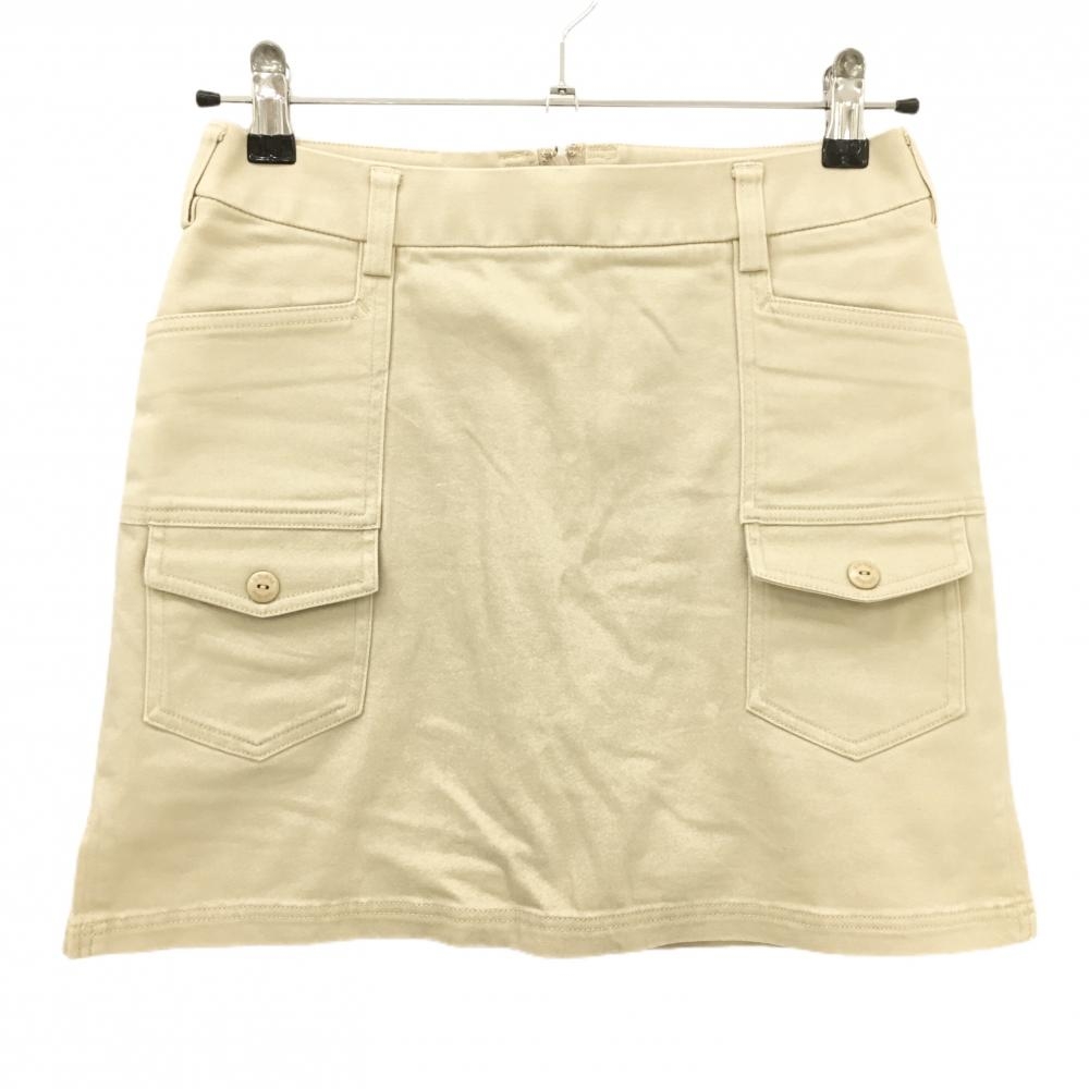 【美品】アディダス スカート ベージュ 無地 複数ポケット 内側インナーパンツ レディース S/P ゴルフウェア adidas