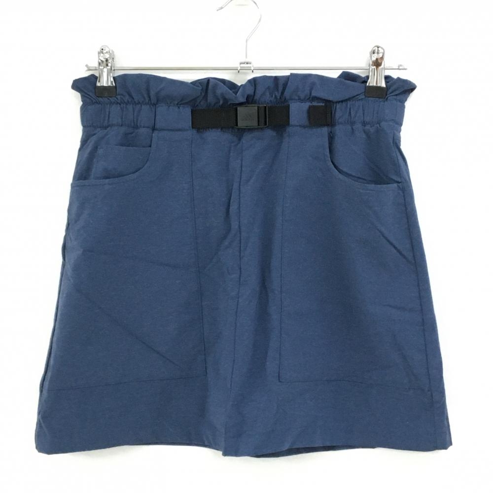 【超美品】アディダス スカート 杢ネイビー×黒 バックロゴ アジャスター付き インナーパンツ付き レディース L ゴルフウェア adidas