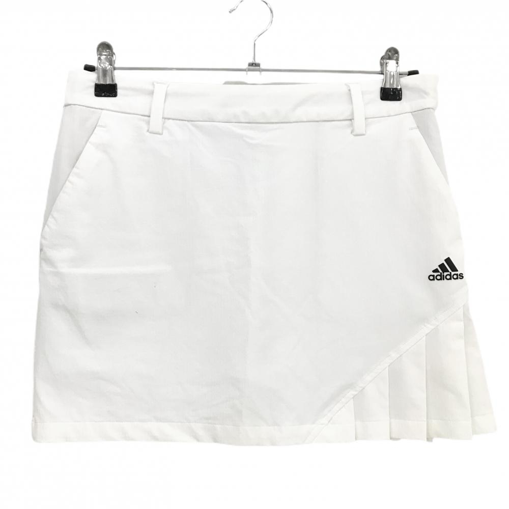 アディダス ストレッチスカート 白 一部プリーツ 内側インナーパンツ レディース M ゴルフウェア adidas