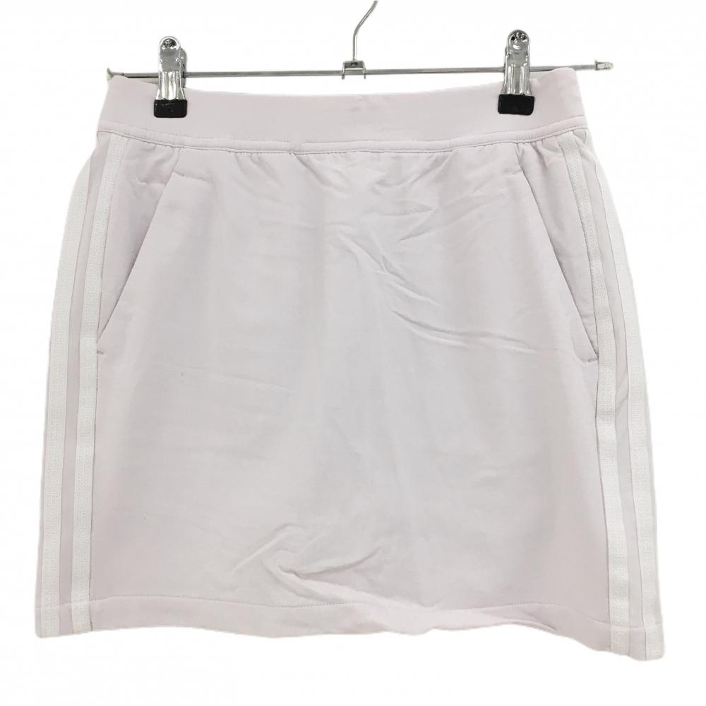 アディダス スカート ライトピンク×白 サイド3ライン ストレッチ 内側インナーパンツ  レディース M ゴルフウェア adidas