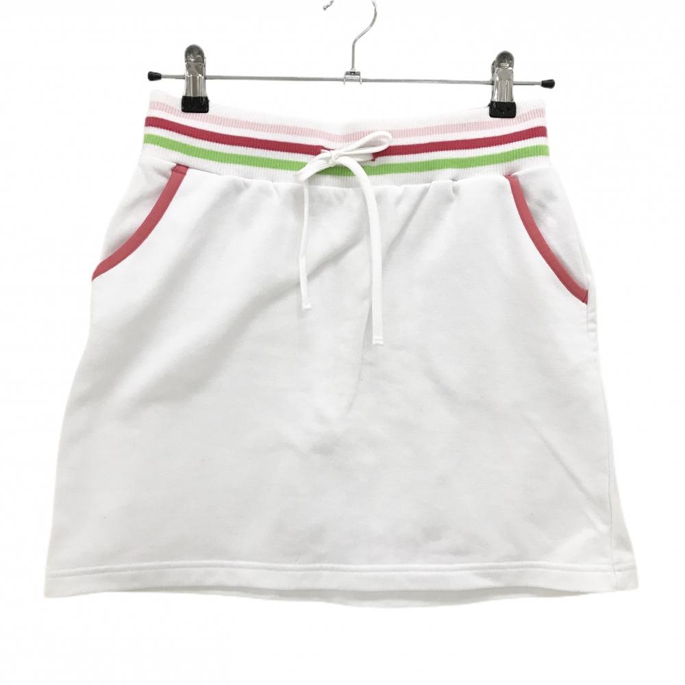 【美品】アディダス スカート 白×ピンク×ライトグリーン レディース L/G ゴルフウェア adidas