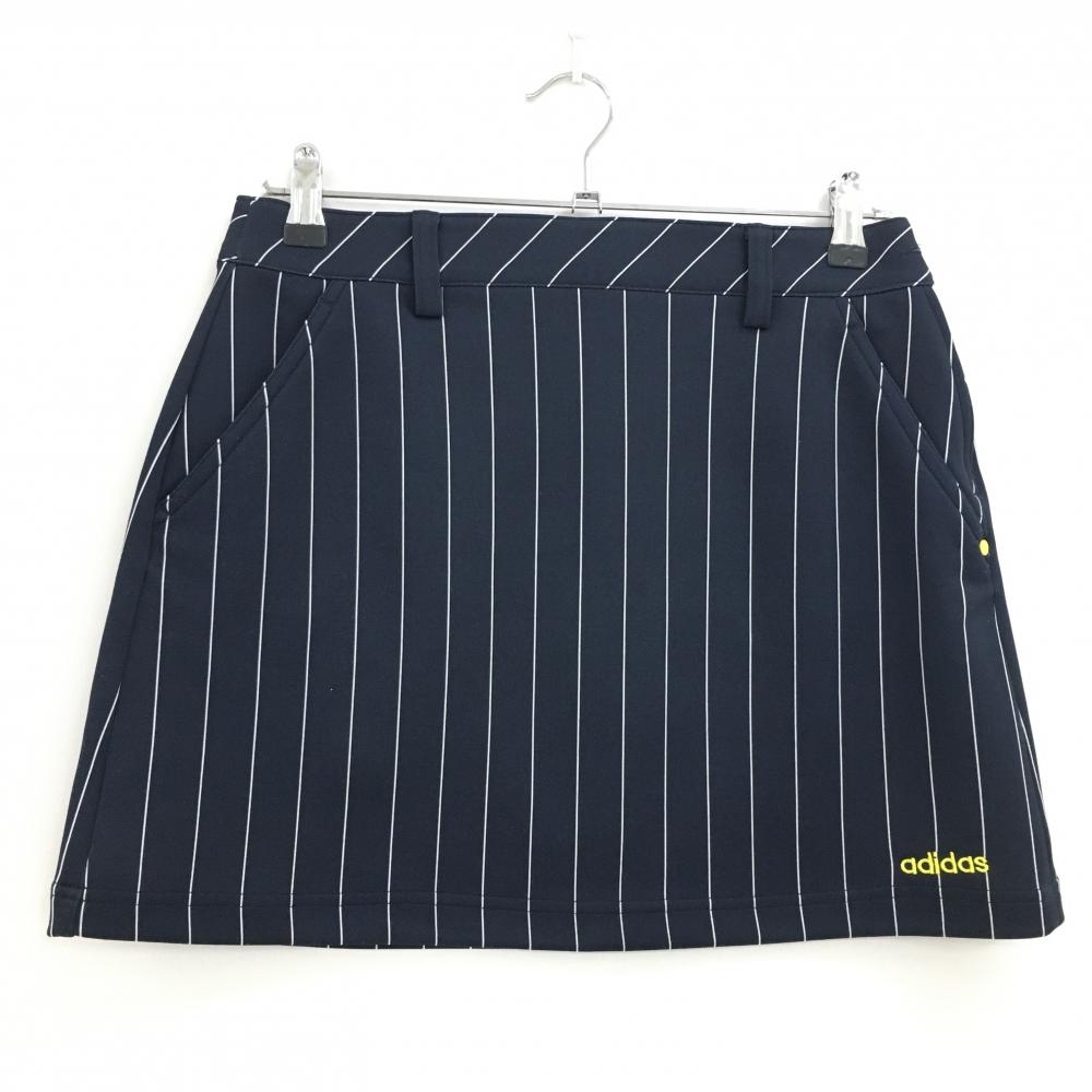 アディダス スカート ネイビー×白 ストライプ ワッペン レディース M/M ゴルフウェア adidas