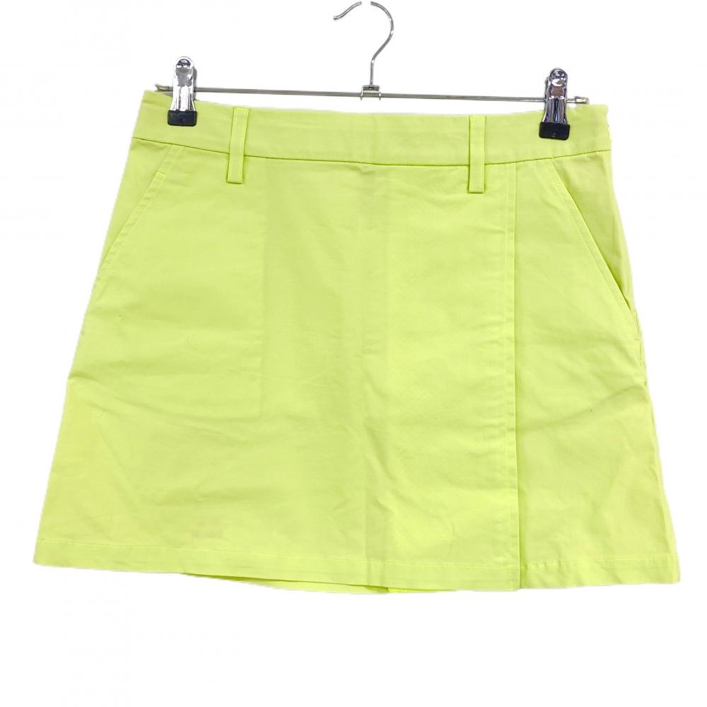 【超美品】アディダス スカート イエローグリーン バックロゴ フロント一部メッシュ ストレッチ  レディース M ゴルフウェア adidas