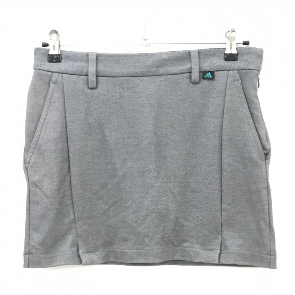 【超美品】アディダス スカート グレー ロゴ刺しゅう ストレッチ 内側インナーパンツ  レディース M ゴルフウェア adidas