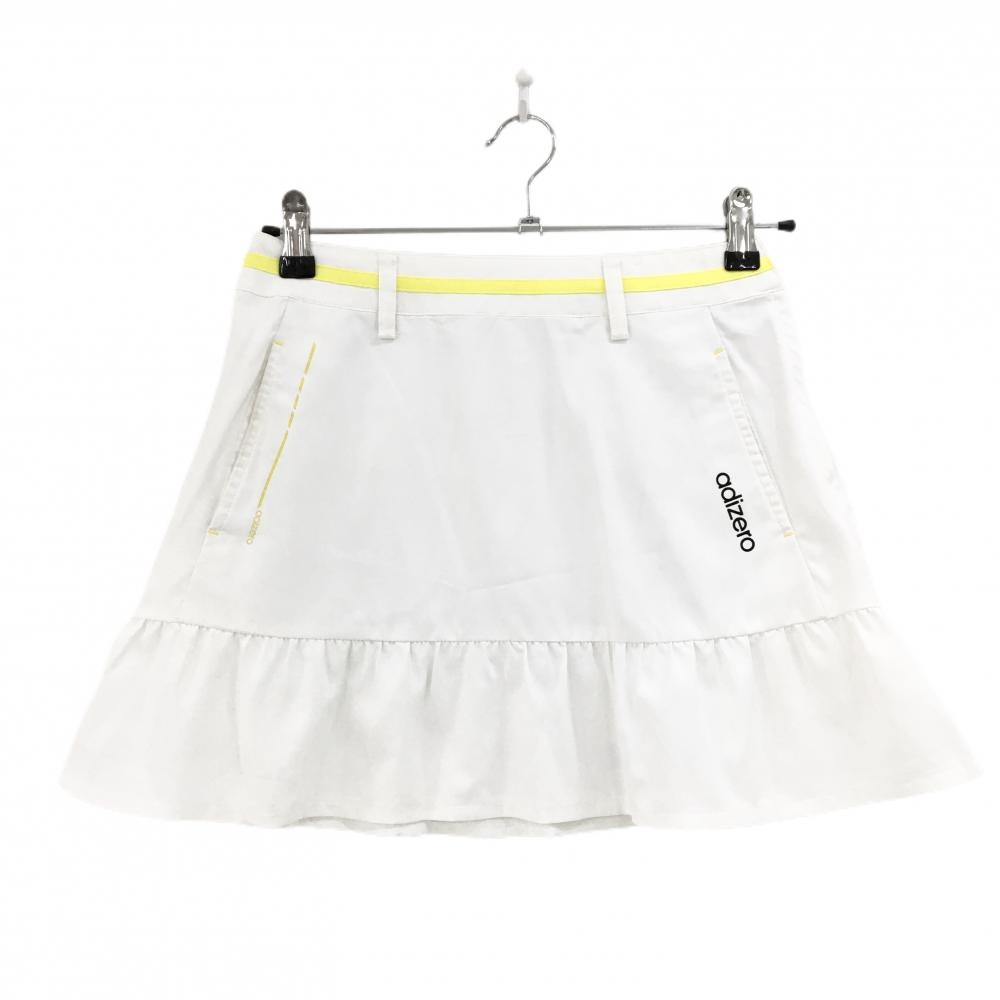 アディダス スカート 白×イエロー 裾フリル adizero  レディース S/P ゴルフウェア adidas