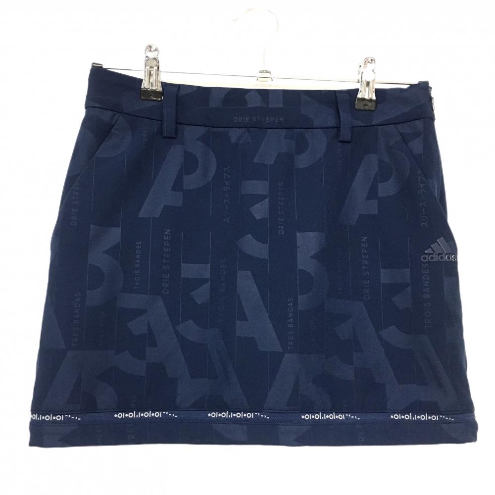 アディダス スカート ネイビー系 総柄 内側インナーパンツ ストレッチ  レディース S ゴルフウェア adidas
