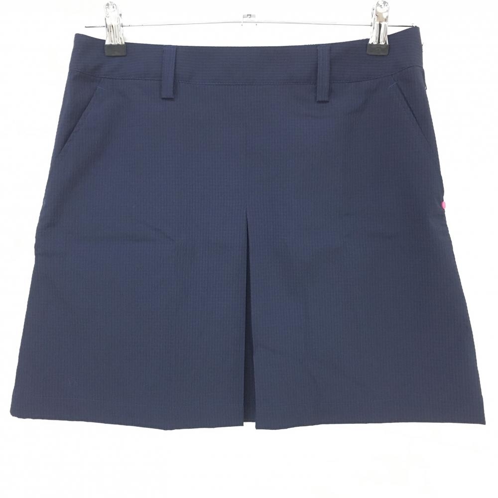 【超美品】アディダス スカート ネイビー×ダークネイビー ギンガムチェック風 ストレッチ レディース M/M ゴルフウェア adidas