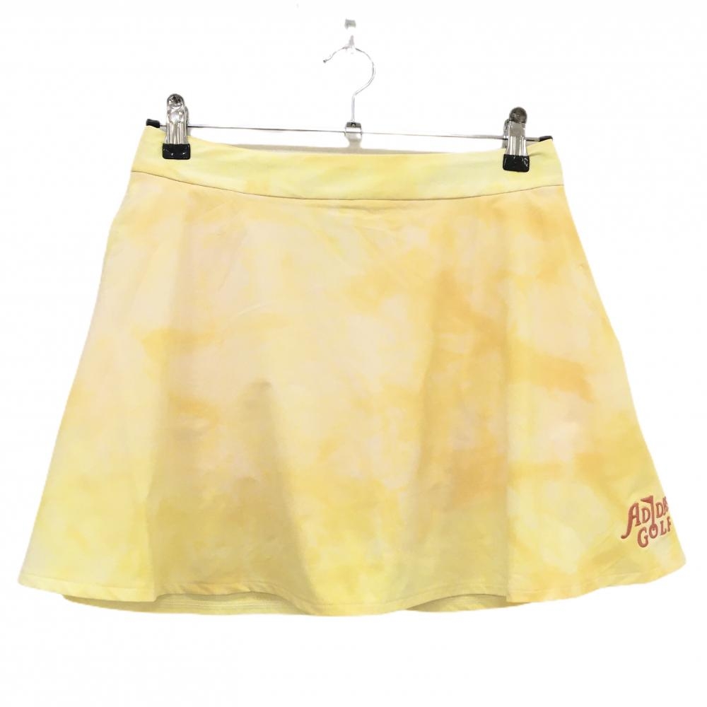 【新品】アディダス スカート イエロー むら染め風プリント 内側インナーパンツ  レディース M ゴルフウェア adidas