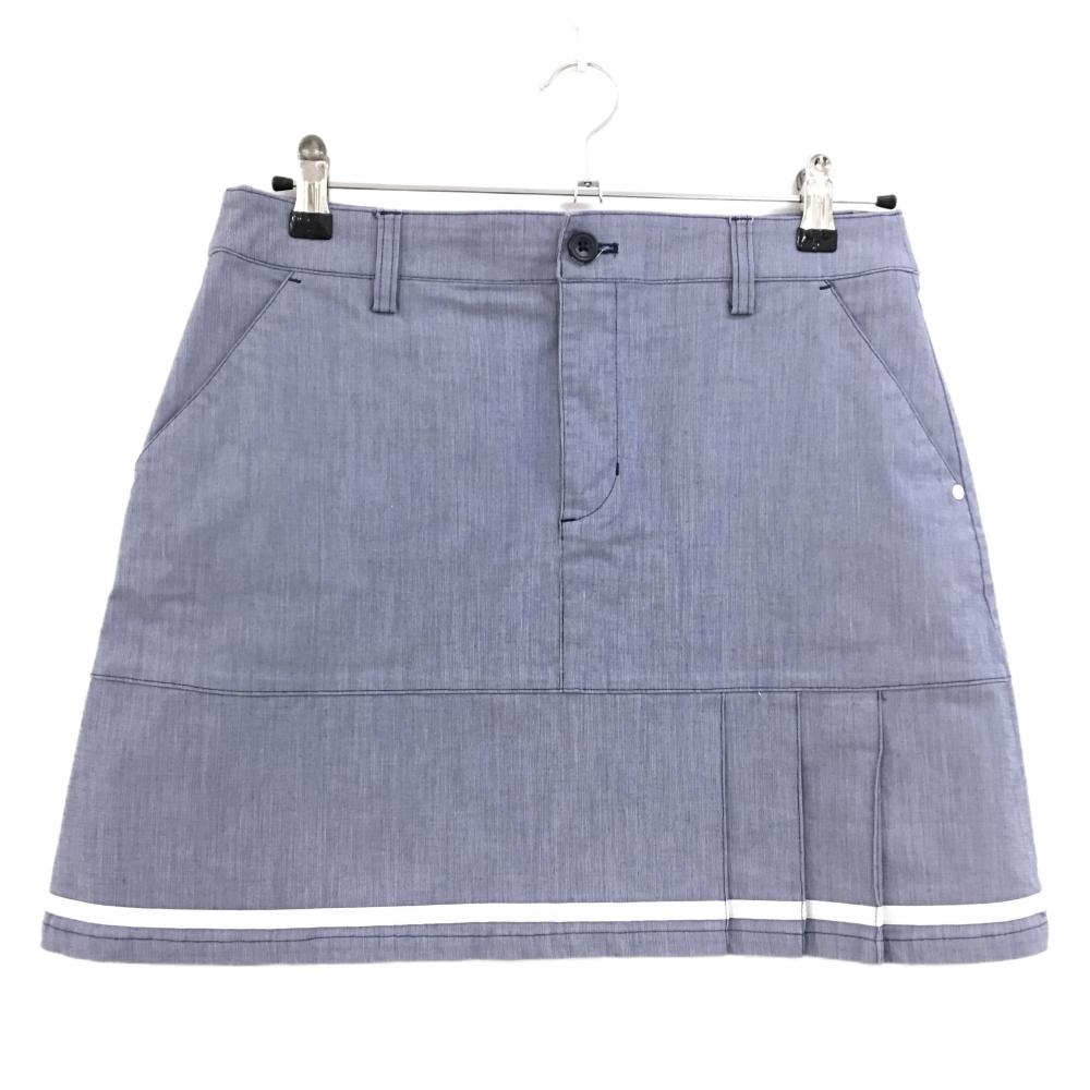 アディダス スカート 杢ネイビー×白 一部プリーツ 裾ライン レディース L/G ゴルフウェア adidas