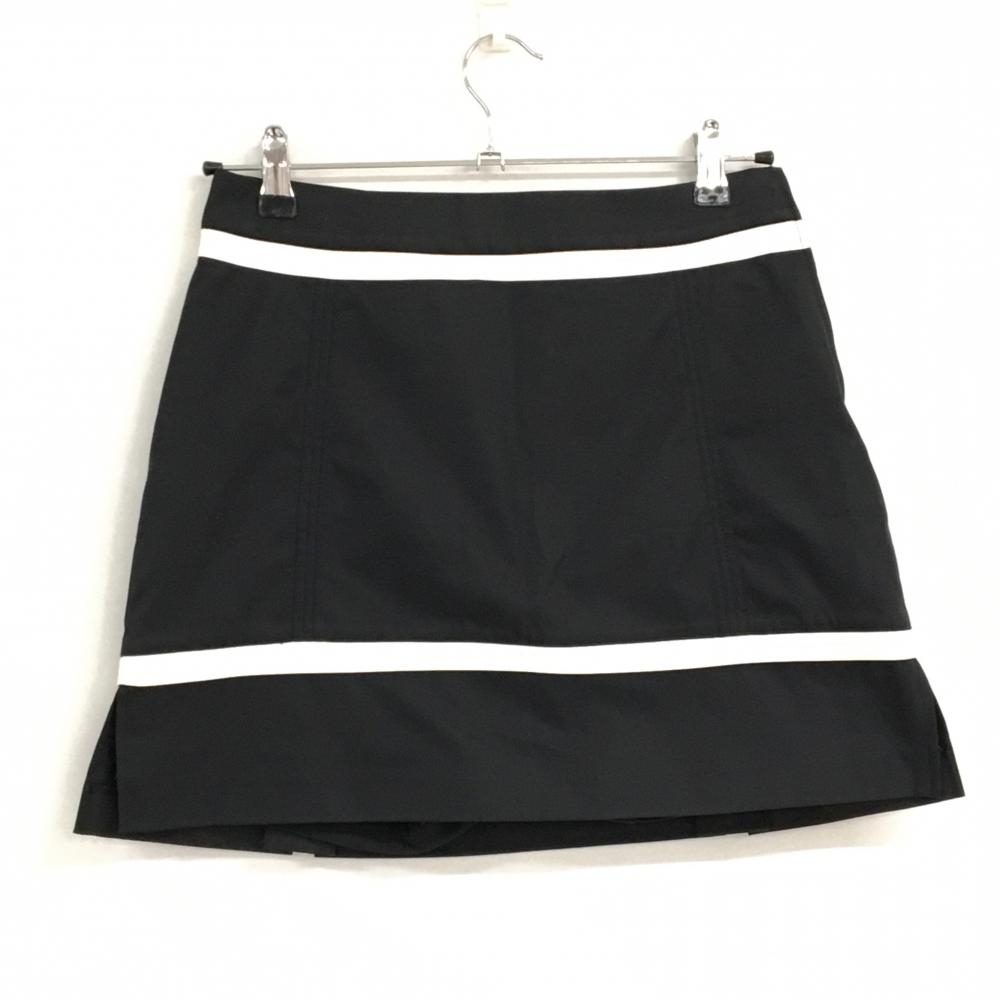 【超美品】アディダス スカート 黒×白 ストレッチ 内側インナーパンツ 後裾ボックスプリーツ レディース M/M ゴルフウェア adidas